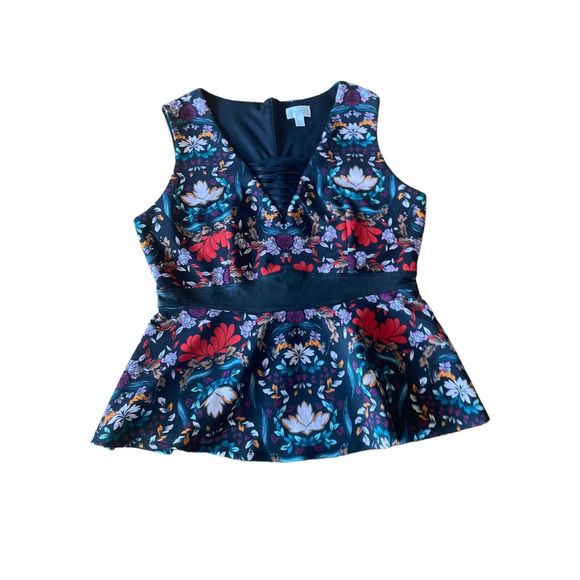 Bisou‎ Bisou Michele Bohbot Spring Summer Floral Tank Women’s XL Blouse - Picture 1 of 12